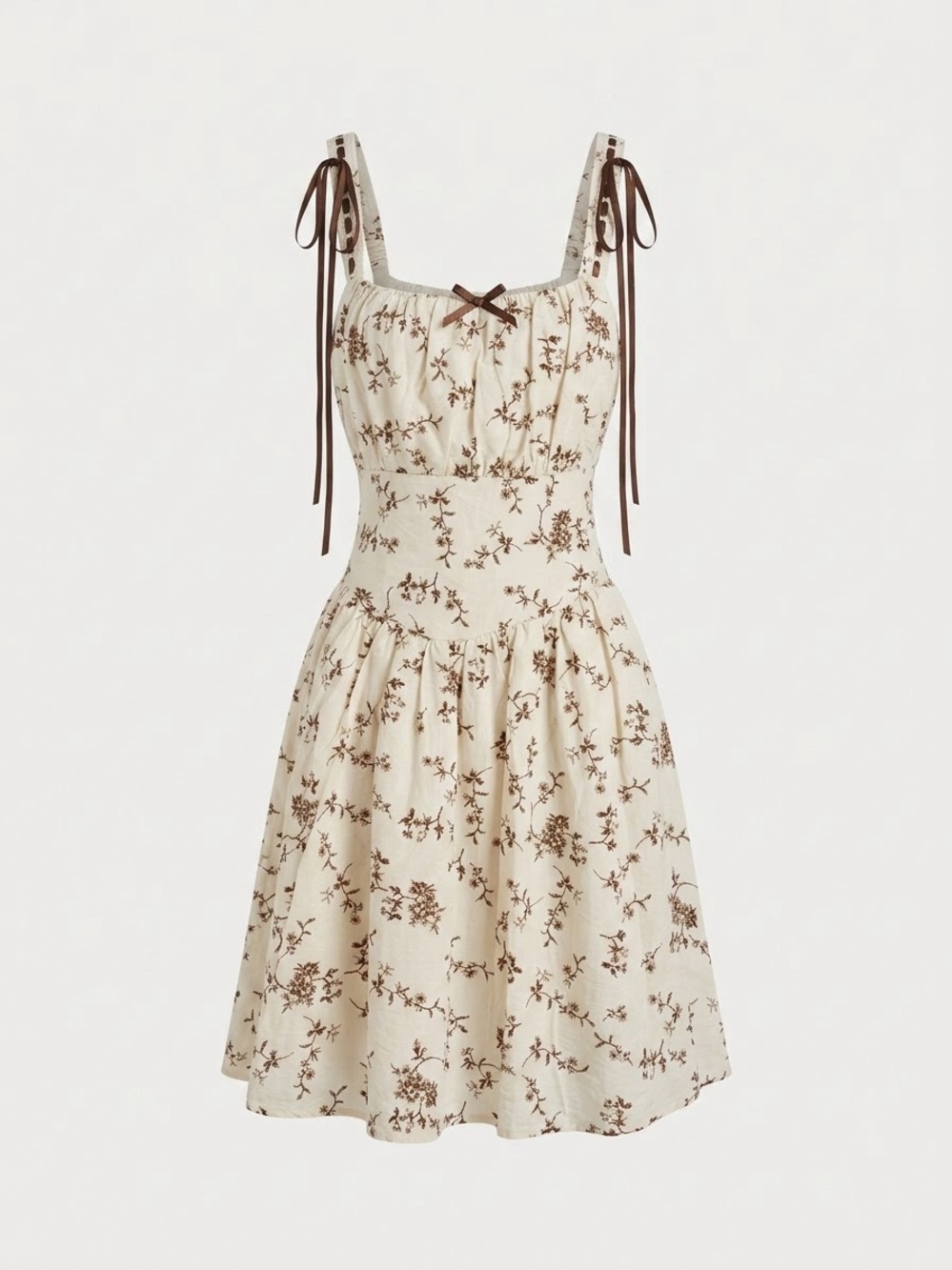 NWT Liberty Love Floral Milkmade Mini Dress with Ribbon Straps and Smocked Back.